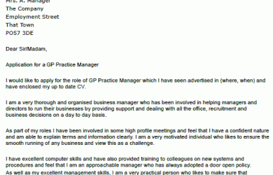 thank you letter for referral gp practice manager cover letter