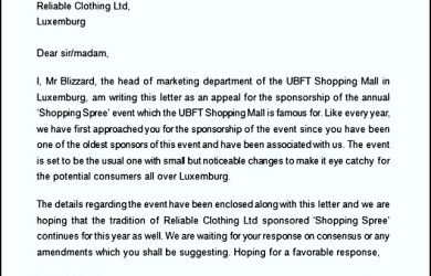thank you letter for sponsorship sponsorship appeal letter
