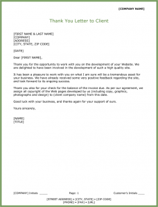 thank you letter to client for giving business client thank you letter