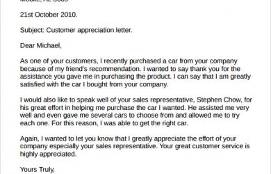 thank you letter to client for giving business customer appreciation letter