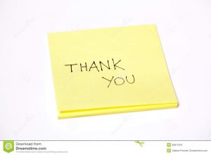 thank you note for appreciation thank you written post sticky note isolated white background