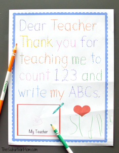 thank you note to preschool teacher preschool teacher appreciation