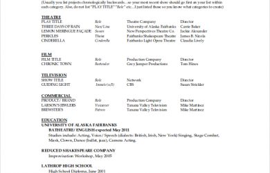 theater resume template technical theatre resume template