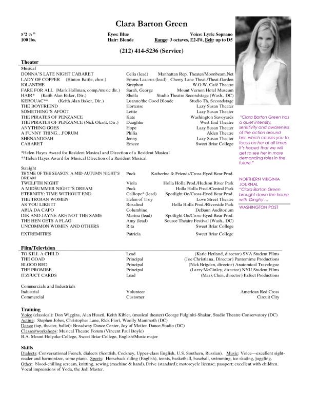 theatre resume template