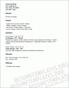 theatre resume template theatre resume template