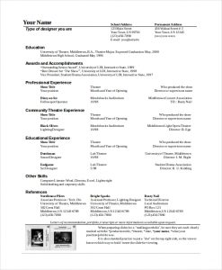 theatre resume template theatre technician resume template