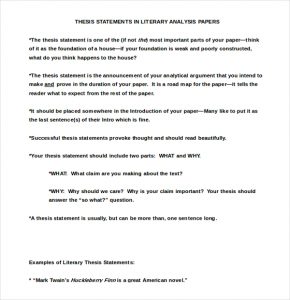 thesis statement template literary thesis statement template