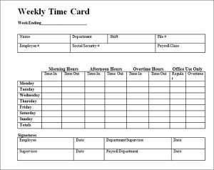 time card template weekly timecard template