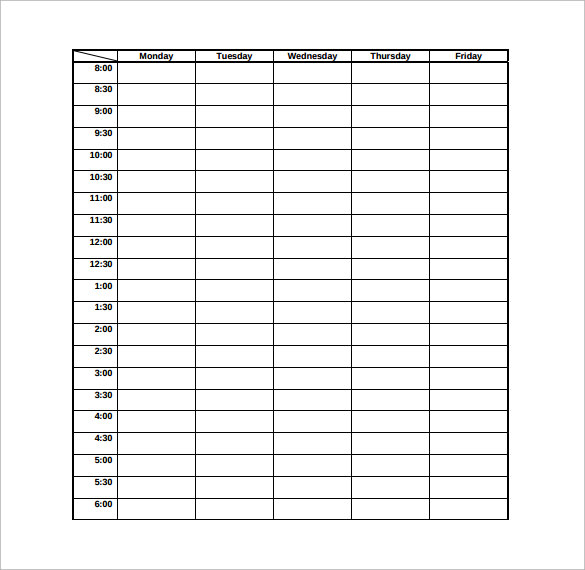 time schedules templates