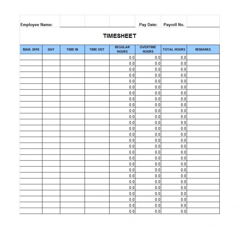 Timecard Template Excel | Template Business