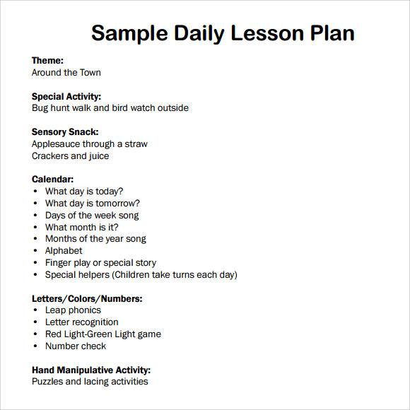 toddler lesson plan templates