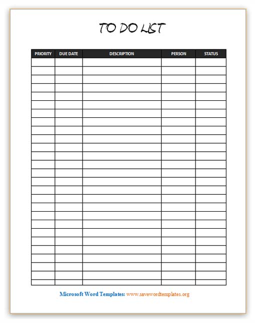 todo list template word