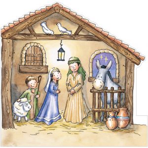 trading card design xs the nativity stable create a scene christmas card