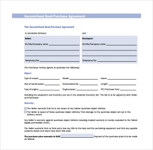 trailer bill of sale form second hand boat purchase agreement
