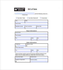 trailer bill of sale template trailer bill of sale form free printable