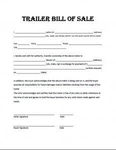 trailer bill of sale trailer