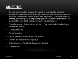 training manual examples food safety management system for fast food chain