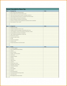 travel planner template checklist template excel