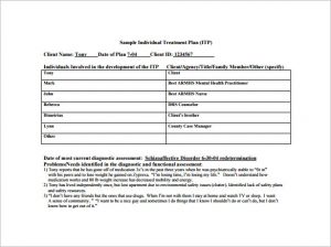 treatment plan template individual treatment plan pdf template free download