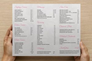 tri fold menu template bloom beauty studio barrington il pricelist menu trifold mockup by saved layers chicago design agency