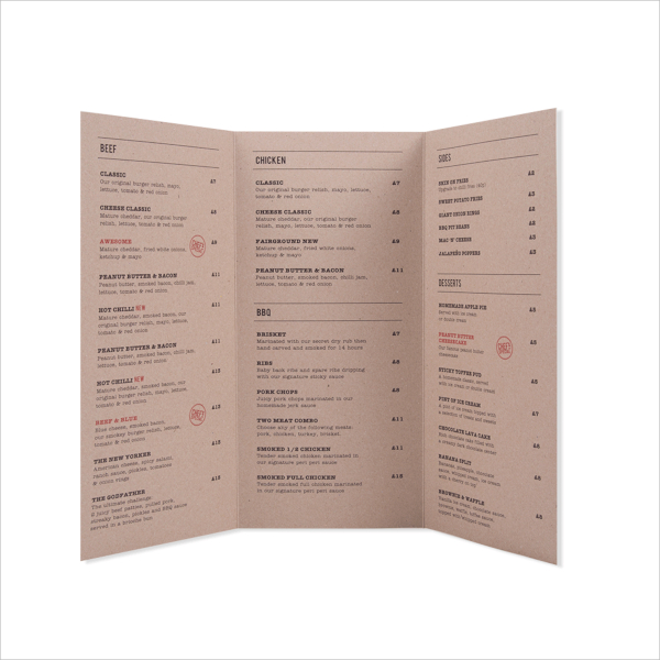 tri fold menu