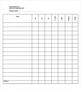 tshirt order form blank t shirt order form sample template