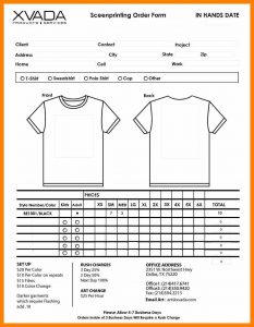 tshirt order form template t shirt order form template