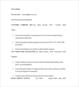 tutor resume sample executive tutor resume format