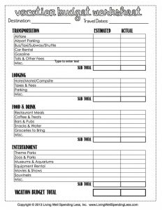 vacation budget planner printable vacation budget worksheet x