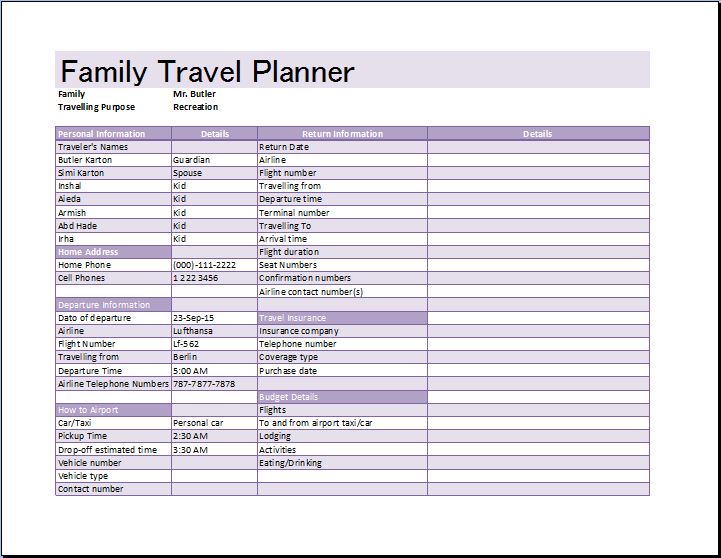 vacation itinerary planner