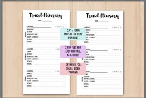 vacation itinerary planner travel itinerary double sided x