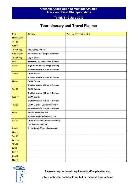 vacation itinerary planner