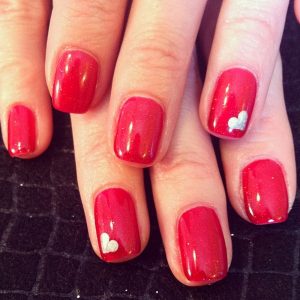 valentine nails design simple red nails with heart