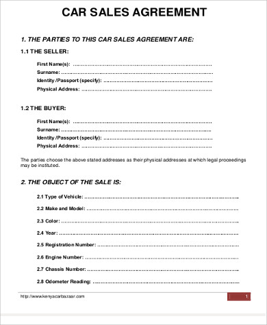 vehicle sale agreement