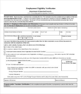 verification of employment form template employment eligibility verification form