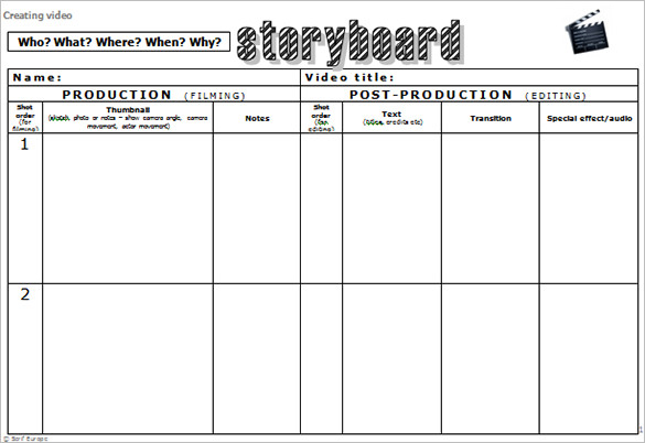 video storyboard template