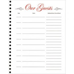 visitor sign in sheet guest book refill sheets