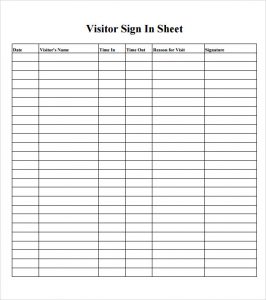 visitor sign in sheet sample school sign in sheet example