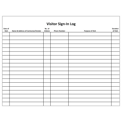 visitor sign in sheet template