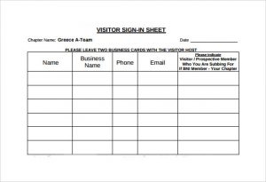visitor sign in sheet template sign in sheet in visitor