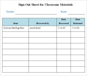 visitors signing in sheet classroom management sign out sheet
