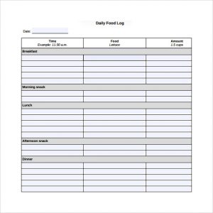 visitors signing in sheet daily food log template