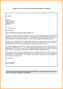 volunteer application template letter for work experience example