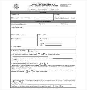 volunteer form template application for staff employement