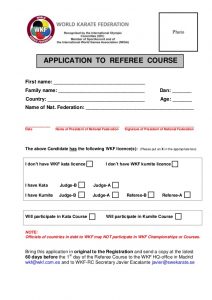 volunteer form template wkf referee course application form