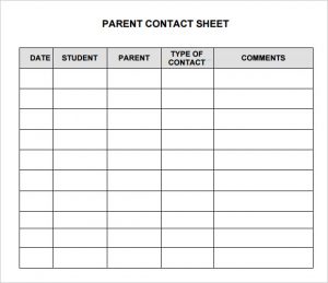 volunteer time sheet blank parent sheet example