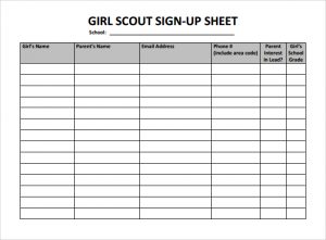 volunteer time sheet example sign up sheet