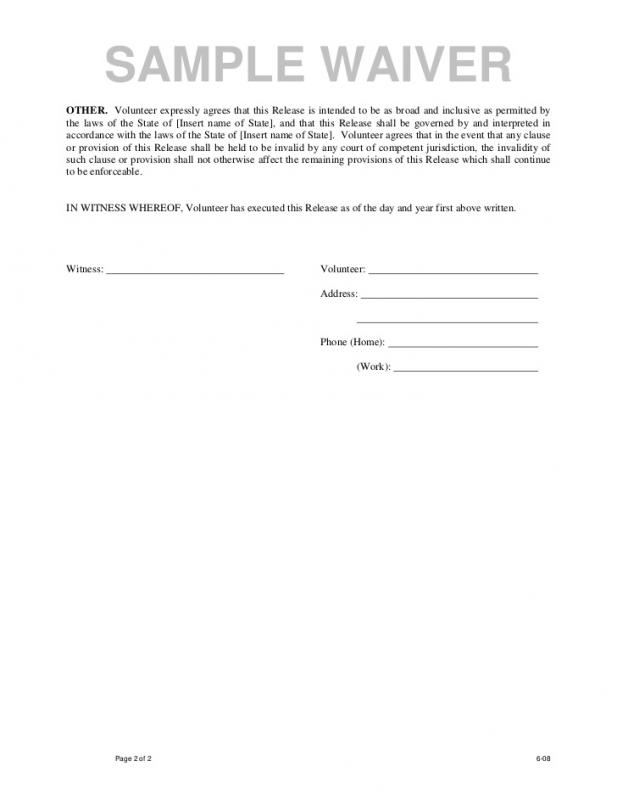 waiver of liability statement