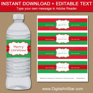water bottle label template free printable christmas bottle wraps