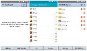 web design icons hide files and filders in android app